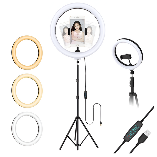 Ring light with tripod. 3 colors of light